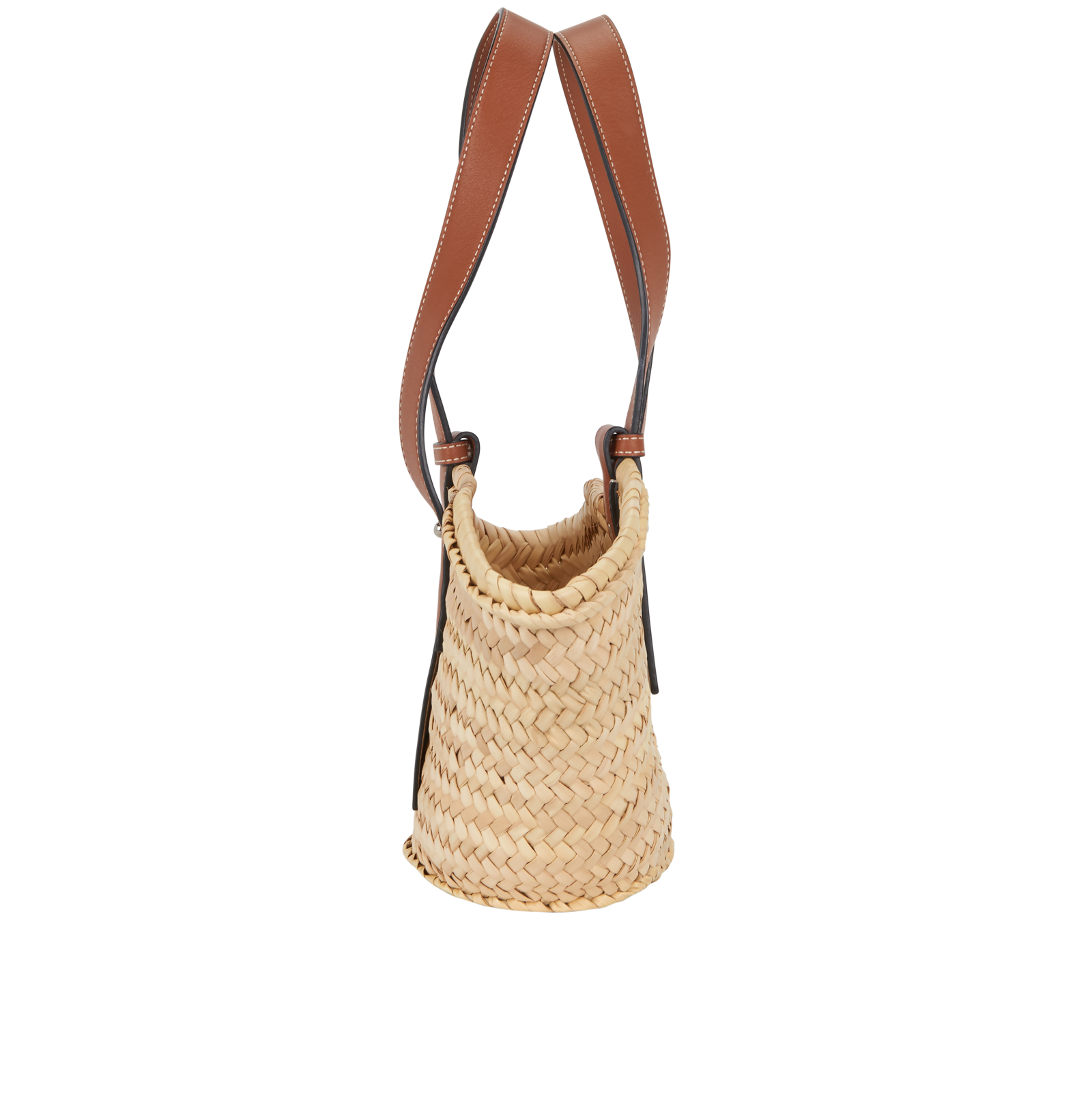 Basket Tote, &pound;220, Handbags, Beige/Brown, Leather/Raffia, Bottom view